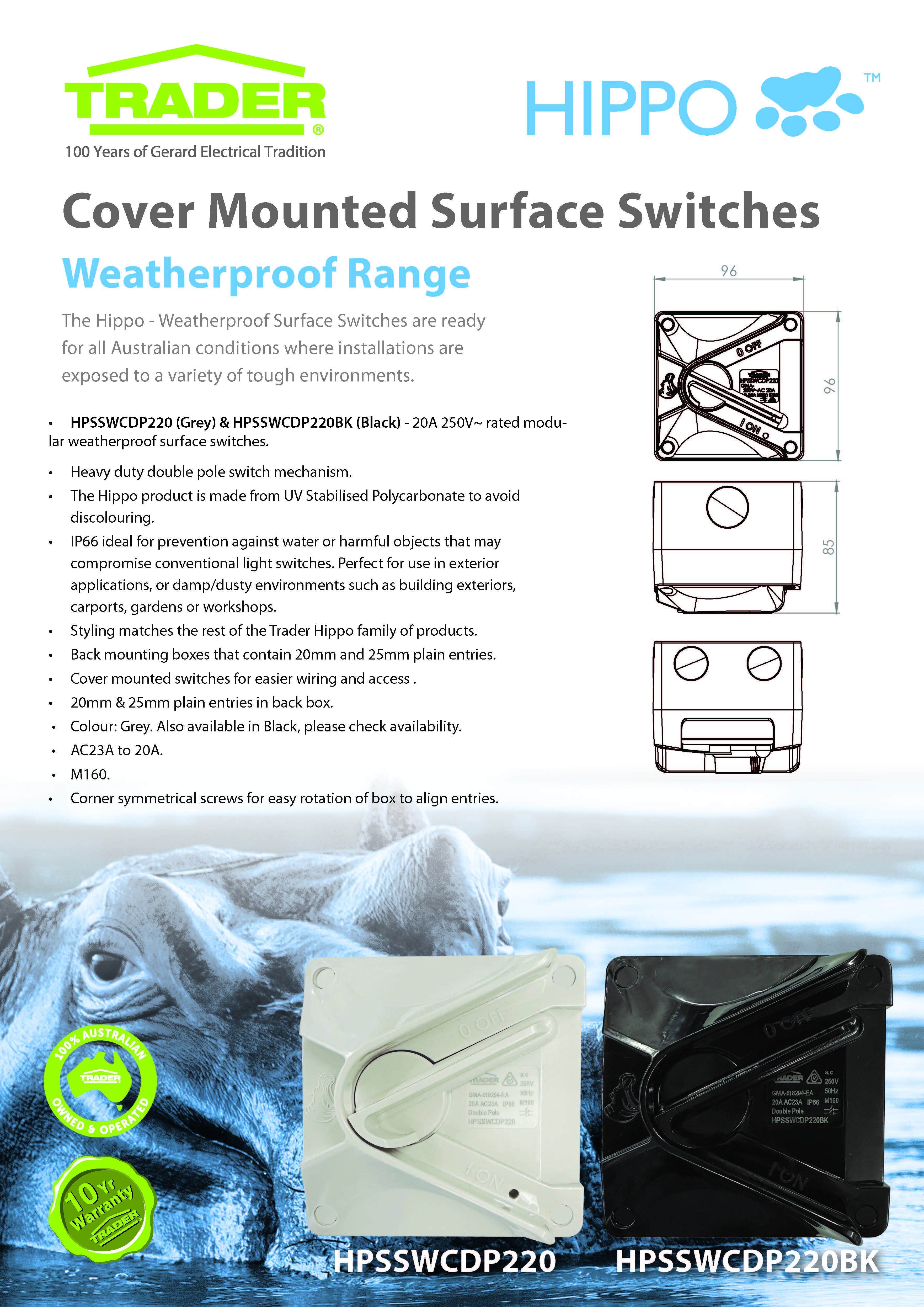 Cover Mounted Surface Switches