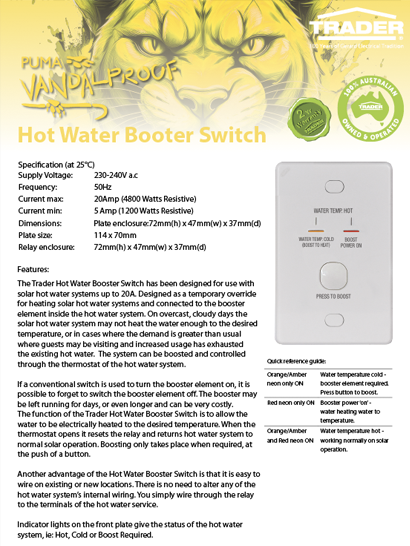 Hot Water Booster Switch Flyer