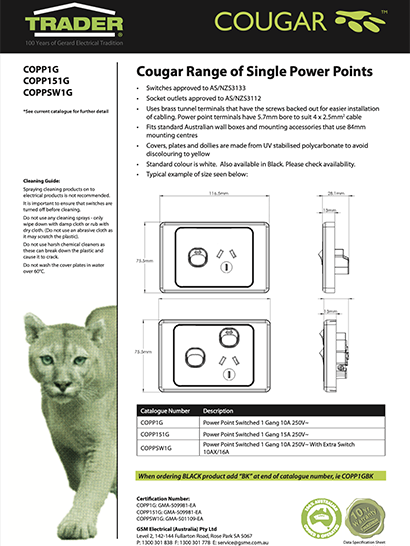Cougar Datasheets