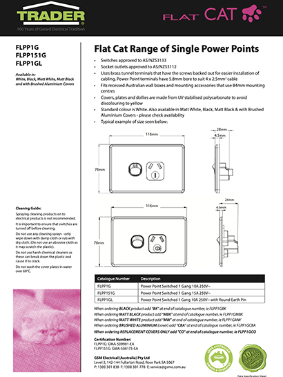 Flat Cat Datasheets