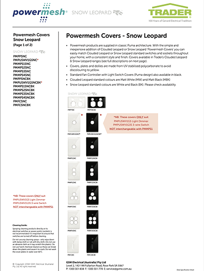 Powermesh Covers Datasheets