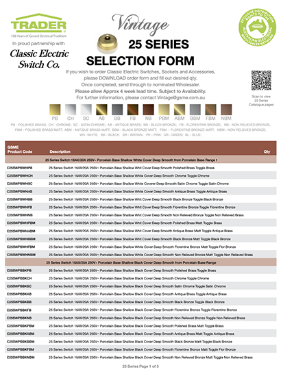 Vintage Selection Form - 25