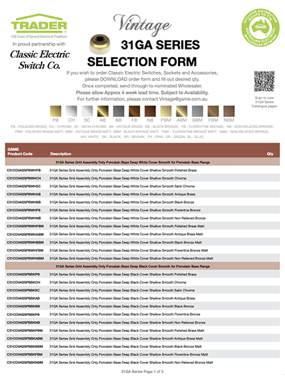 Vintage Selection Form - 31GA