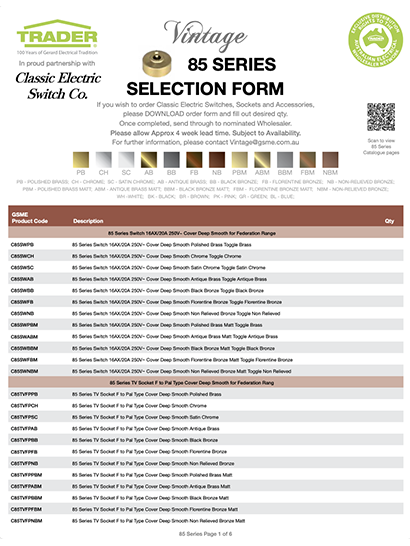 Vintage Selection Form - 85